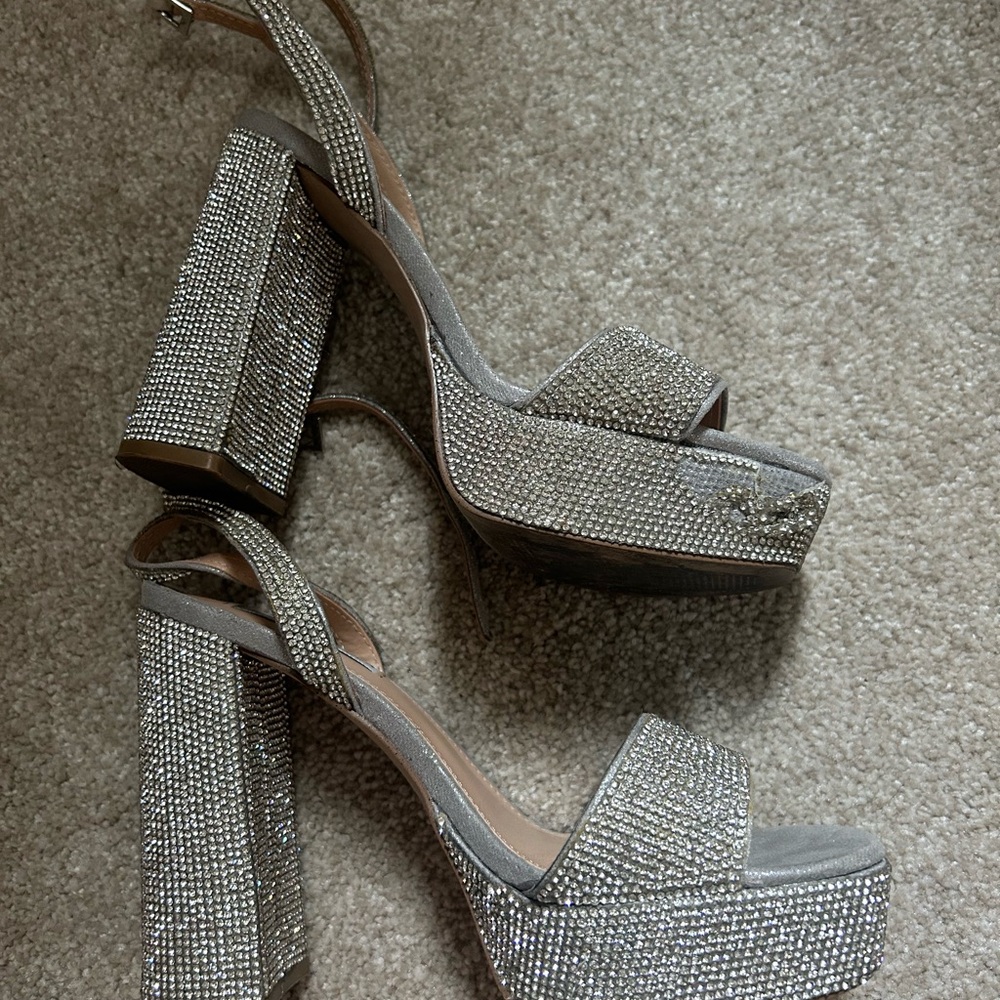 Steve Madden Silver Platform Heels